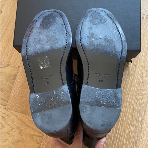 Saint Laurent Black Combat Boots with Silver Accents - Picture 3 of 6